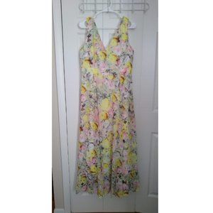 NWOT Joan Vass Floral Yellow Rose Maxi Dress